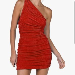 Sexy One Shoulder Red Dress